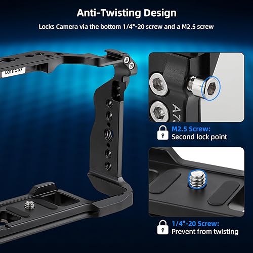 Miniatura 4 de Leftfoto Cámara de metal mejorada para cámara Sony Alpha A7R5A7M4A7S3A7R4A7R4AA1A9IIA7R3A9A7M3, plataforma de marco de protección con base de arca,