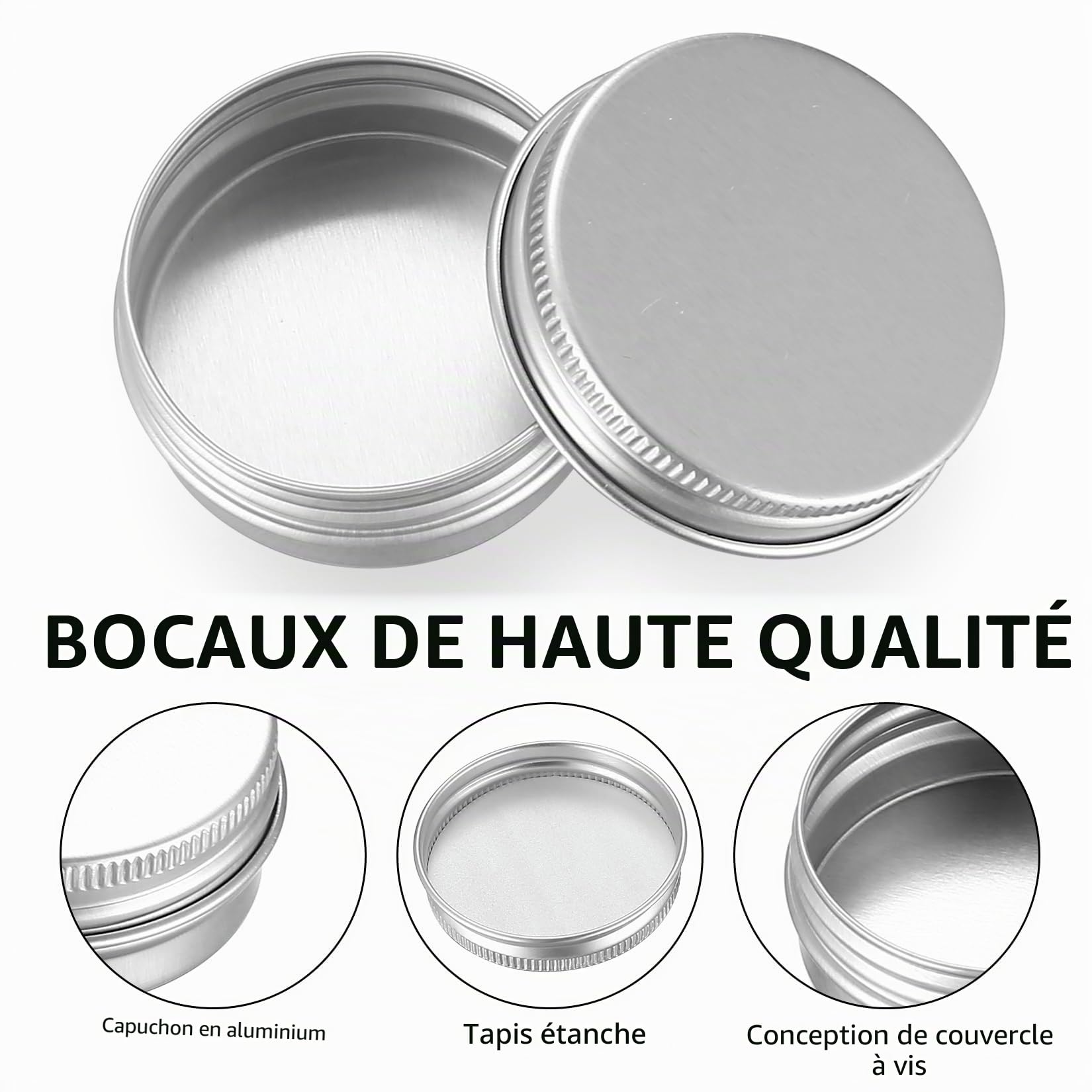 22 Pcs Pots en Aluminium, 15ml Pot de Creme Vide, Petite Boite Metallique Ronde, Pots de Contenants Cosmétiques Vides pour Baume à Lèvres, Lotion, Crèmes, avec 24 étiquettes, 6 Grattoirs