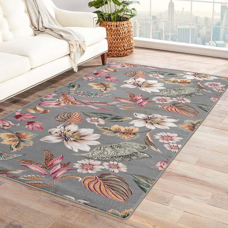 Miniatura 16 de Alfombras lavables para entrada, sala de estar, dormitorio, alfombra botánica y decoración del hogar, alfombra de área suculenta y floral de 2 x 3