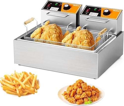 Freidora eléctrica de 3400 W caliente 22.6QT24L Freidora comercial con 3 cestas freidora de aceite para encimera para uso en restaurantes y cocina