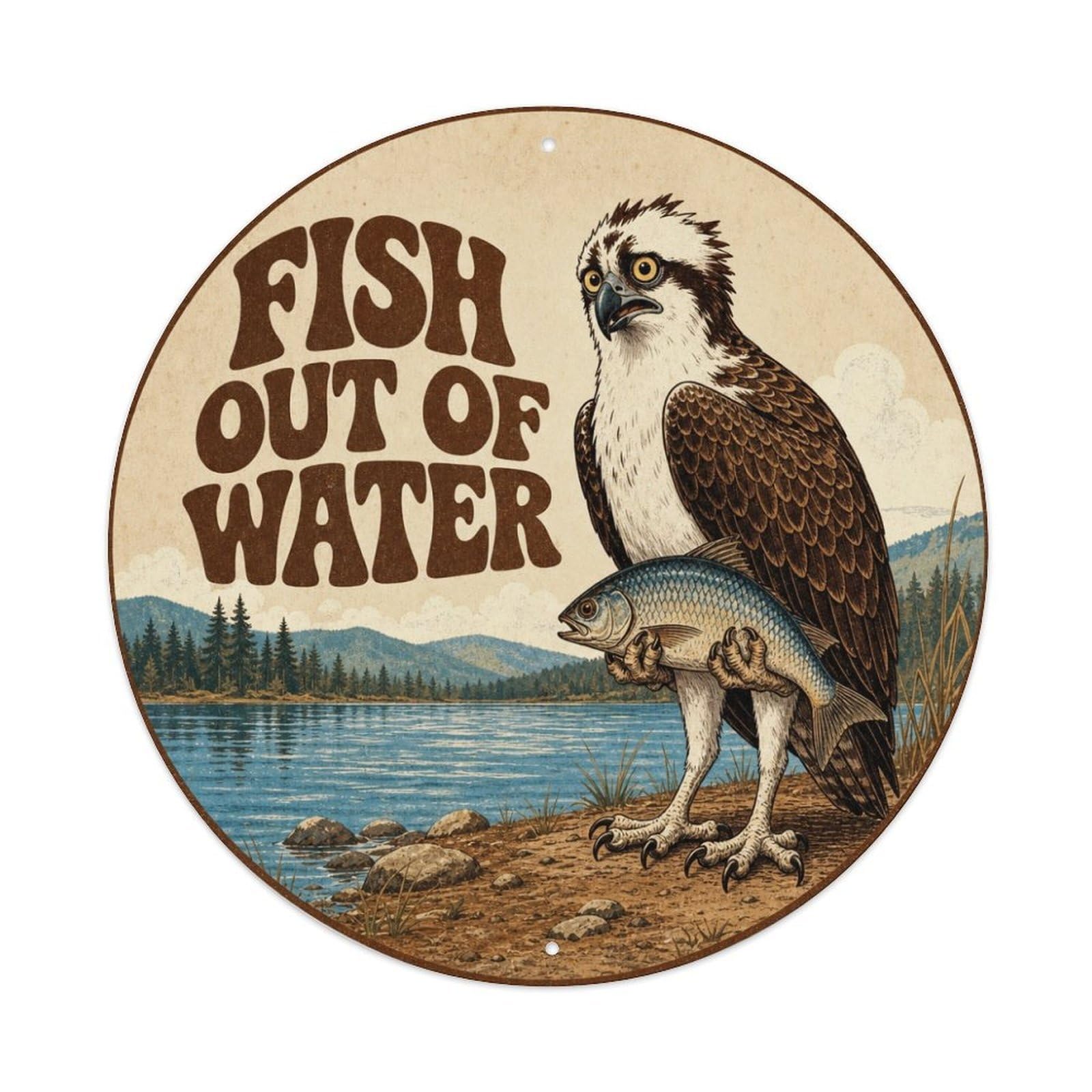 Rustic Osprey Bird Of Prey Fishing Humor Vintage Bold Metal Tin Sign