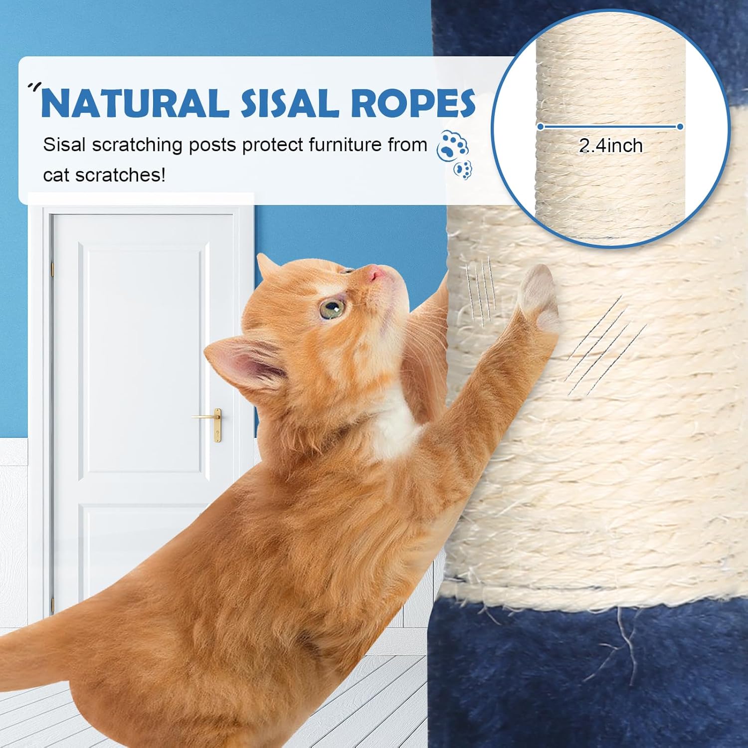Cat Tree 36 Inch Cat Tower for Indoor Cats with Scratching Post,Padded Perch,Hanging Toys for Kittens & Adult Cats,Beige (Navy Blue)