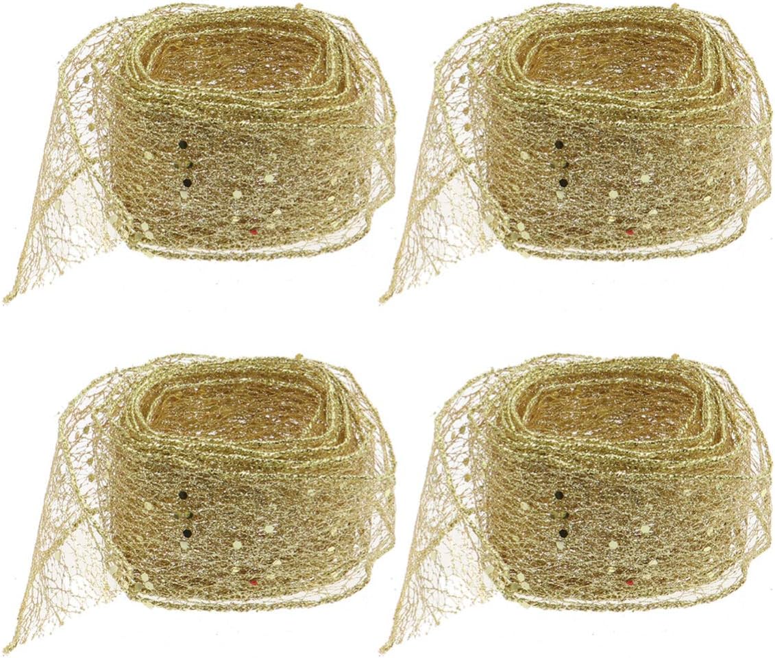Tomaibaby Christmas Wide Ribbon 2M Wired Edge Sheer Organza Glitter Ribbon for Xmas Tree Home Party Decoration - Image 5