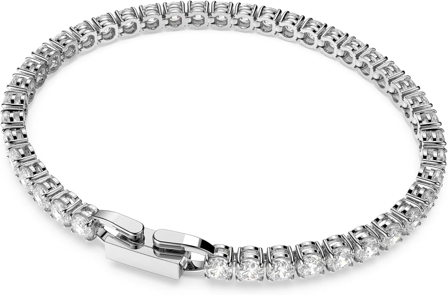 SWAROVSKI Women's Tennis Deluxe Bracelet, White, Rhodium plated