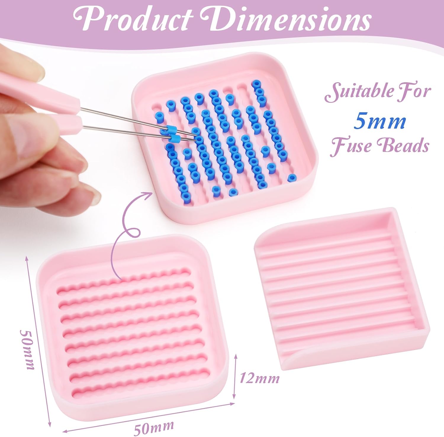 MUNORIAY 6 Pcs 2.6mm Fuse Bead Picking Tray Kit,Bead Single/Double Needle Tweezer Scoop & Aligner Tray Picking Kit,Efficient Sorting Tool,Fuse Bead Organizer DIY Craft for Experienced Enthusiasts - Image 6