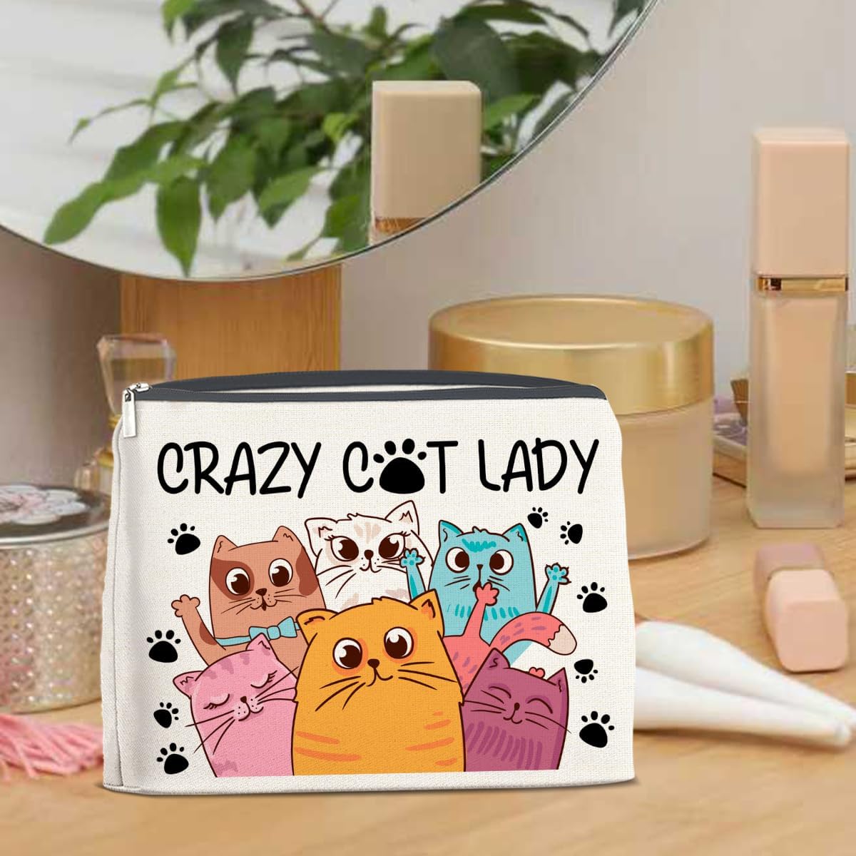 LyoGao Funny Cats Makeup Bag Cute Cat Gift for Cats Lovers Kitty Owner Crazy Cat Lady Cosmetic Bag image 5