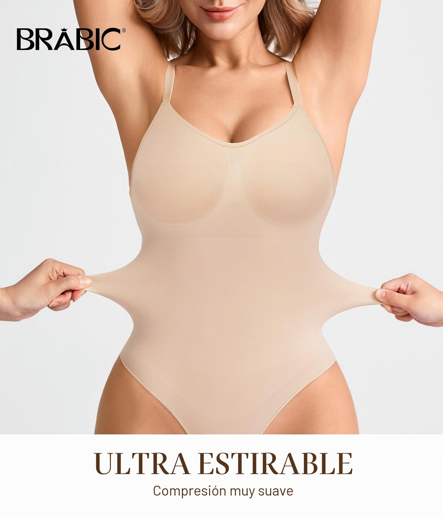 BRABIC Body Adelgazante Para Mujer Con Control de Abdomen Body moldeador sin costuras para mujer con control de abdomen Mujer