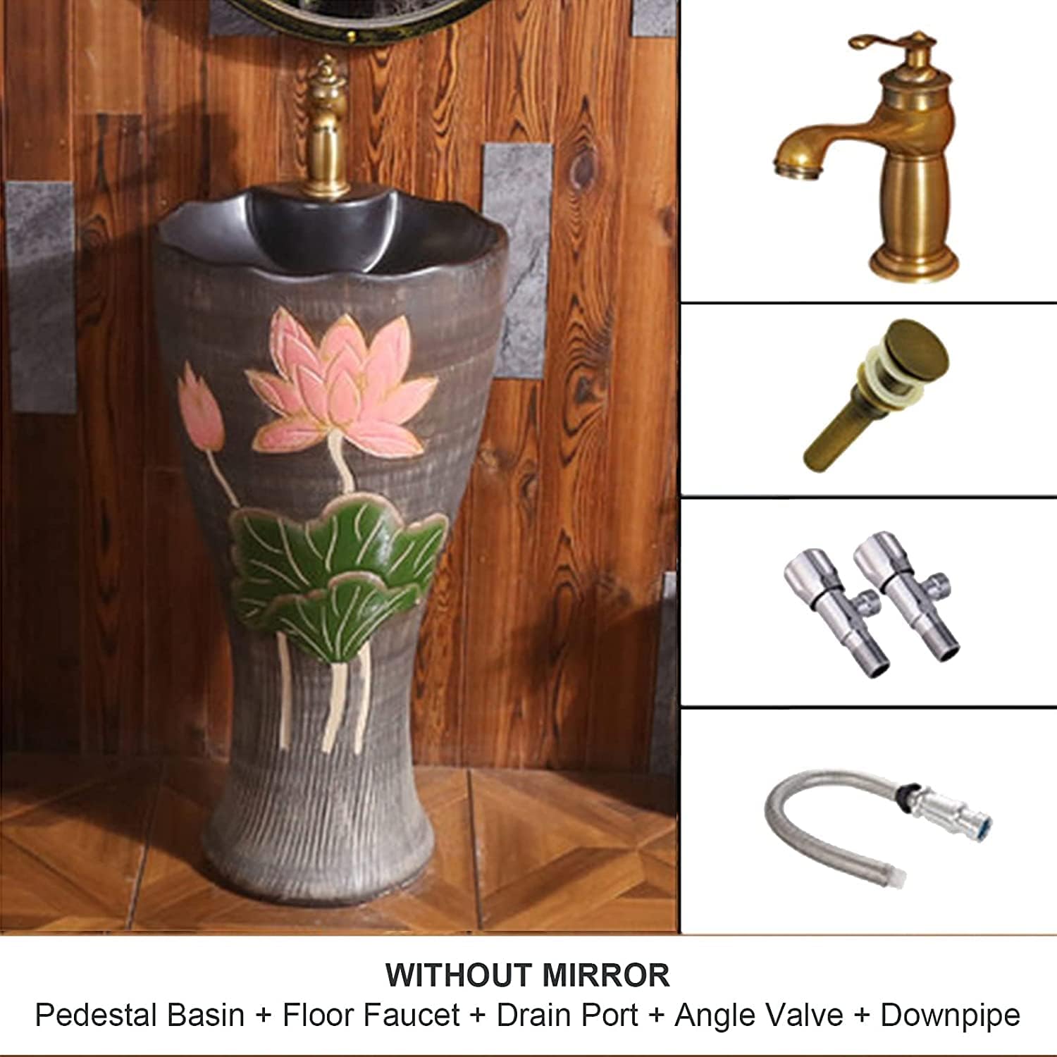 Full Pedestal Art Bathroom Basin Sink freestanding Pedestal Bathroom Sink Pedestal Hard and use (Color : K Size : No Mirror (Q Without Mirror)) (A4 Without Mirror)