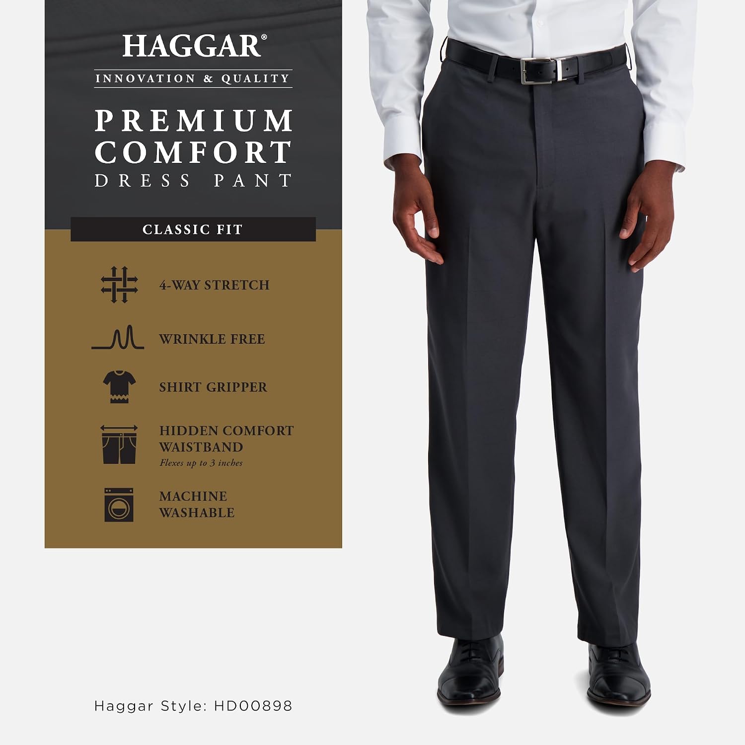 Haggar Mens Premium Comfort Dress Pant-Straight Fit Flat Front (Regular and Big & Tall Sizes)