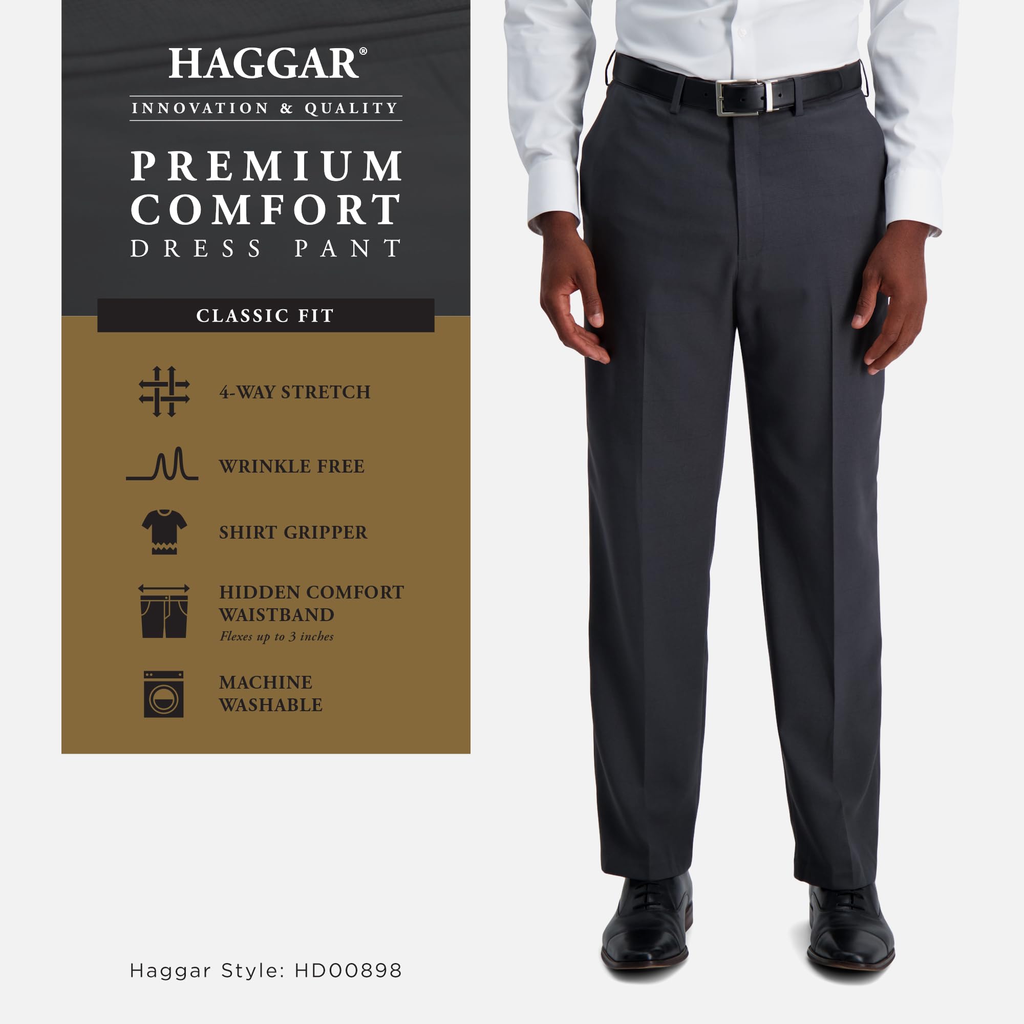 Haggar PLN Tonal Glen Plaid Pant - Pantalones de Traje Hombre