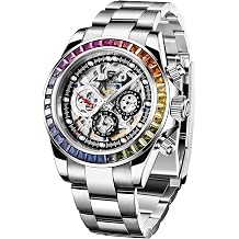 SUZAKU Pagani Design 40mm Mens Automatic Mechanical Watch with Skeletonized Dial Water Resistant Luminous Multifunction Watch
