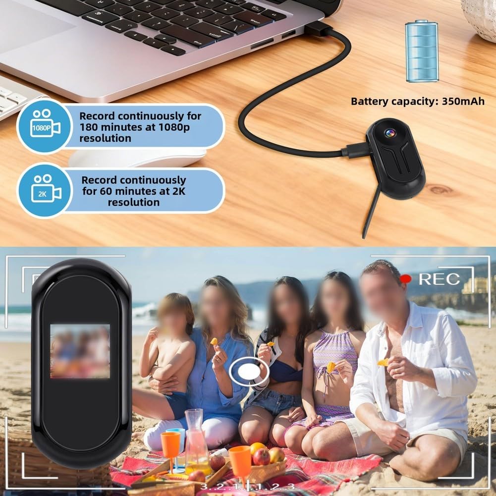 Action Camera, videocamera tascabile HD per animali domestici, digitale, portatile, dispositivo di registrazione per mini indossabile per sport d'avventura (bianco)