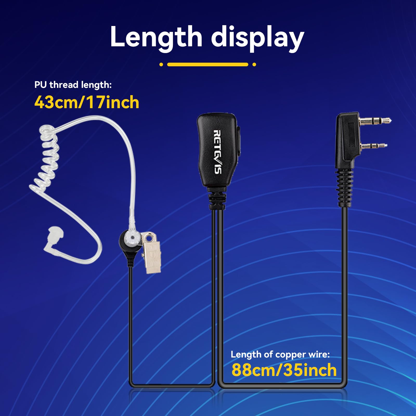 Retevis Pinganillo Walkie Talkie, Walkie Talkie Auriculars Auricular Transparente Antirruido con PTT, Compatible con eSynic Baofeng Kenwood RT24 RT27 RT619 RT668 RT5R(10 Piezas) — view 6