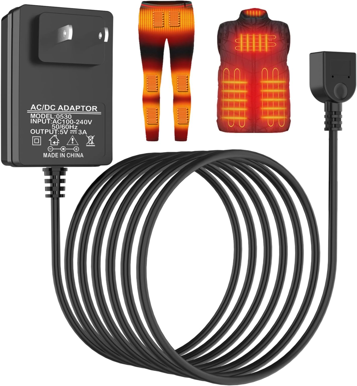 Heated Clothing USB Wall Charger Wire Plug