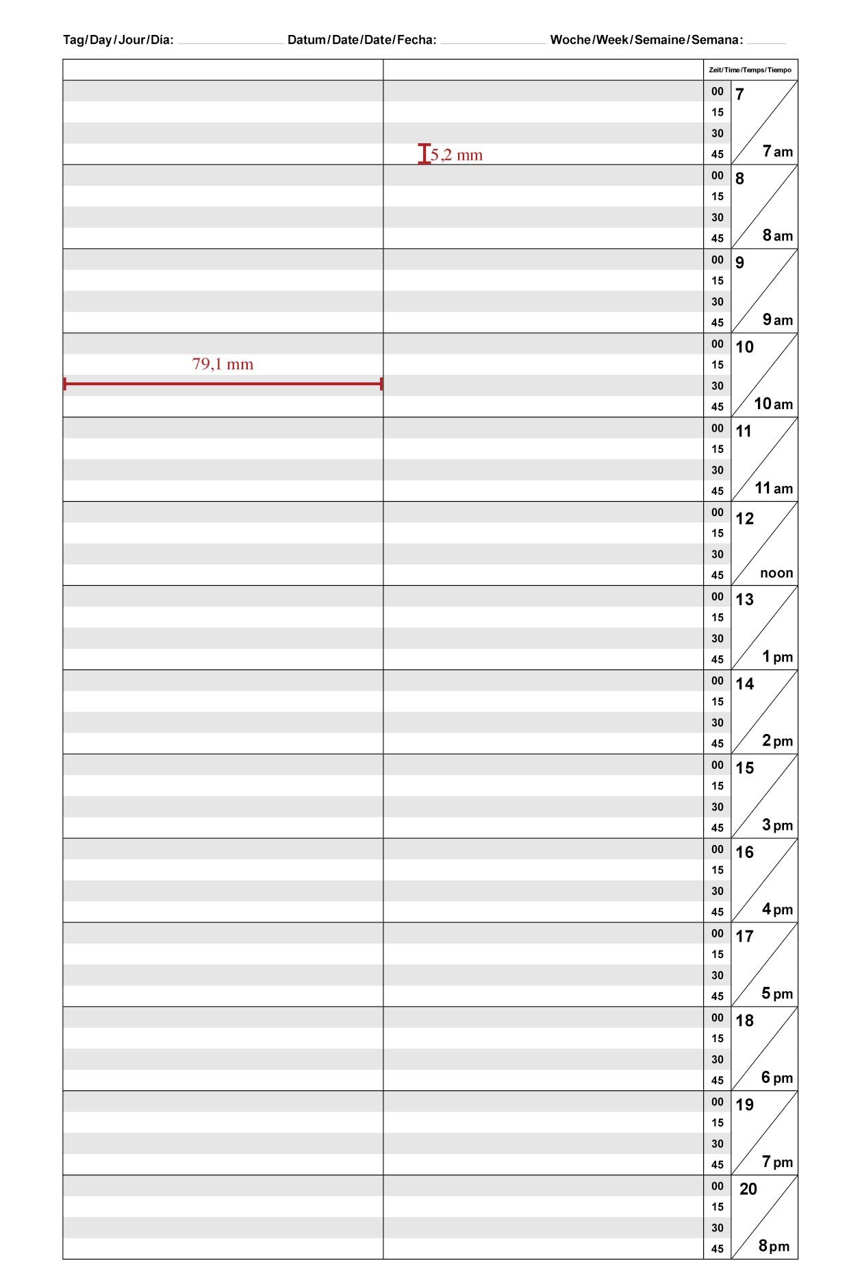 Agenda para peluquería con 1 – 10 empleados, ritmo de 15/30 minutos, para 306 días, registro libre 2 Mitarbeiter 15 Minuten Taktung