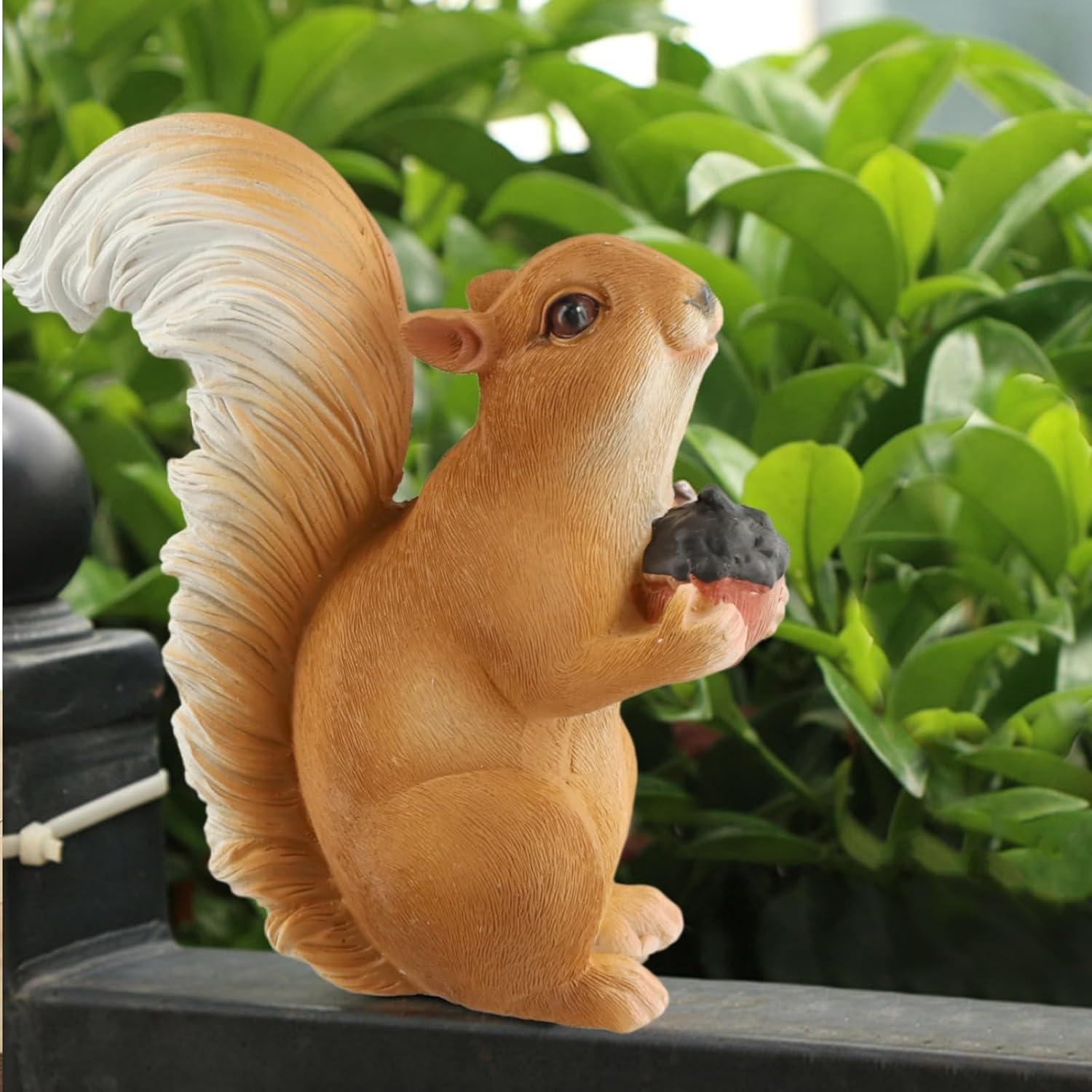 Cute Resin Squirrel Statue for Garden Yard Outdoor Decor, Lifelike Animal Ornament for Tree or Fence, Weather-Resistant Lawn Decoration in Orange(#3)