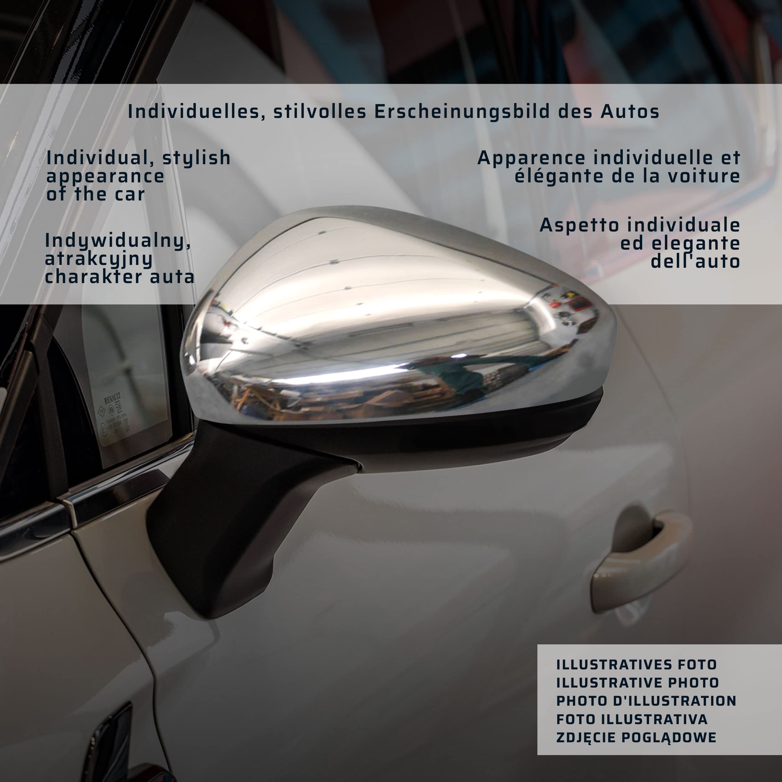CHROMEMASTER | Nakładki na Lusterka Zewnętrzne | Kompatybilne z Opel Crossland od roku 2021 | Stal nierdzewna; Osłony Lusterek to Niepowtarzalny Wygląd Auta i Ochrona Przed Uszkodzeniem