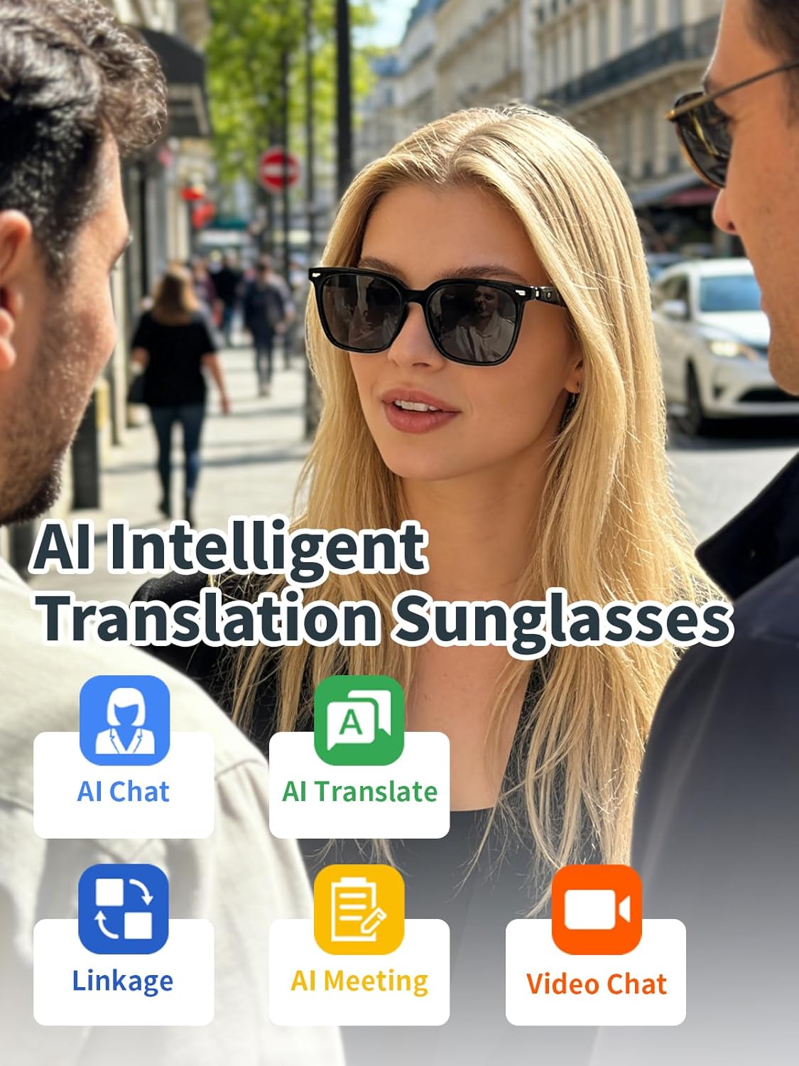 Smart Glasses Sunglasses for Men & Women, Bluetooth Glasses with Open-Ear Speaker, Smart Audio Sunglasses with UV400 Lenses, AI Assistant, Hands-Free Calls & Music for Driving, Cycling