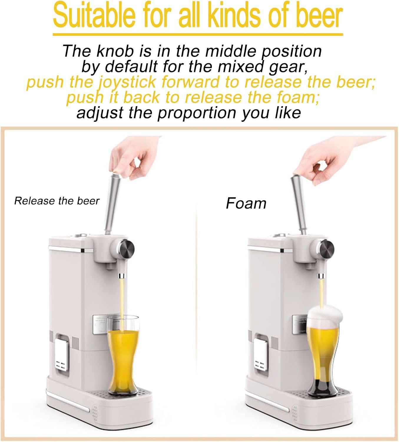 A:Gray,Beer Kegerator,Beer Foam Machine with Cooler,Home Draught Beer Tap for Family Gathering,Beer Gifts for Men Beer Accessories