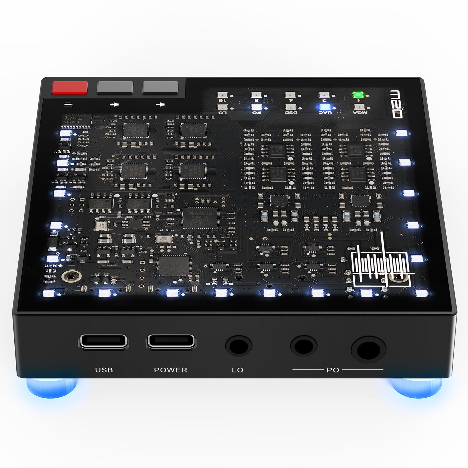 LIN.LIN.LIN SMSL M20 MQA DAC Headphone Amplifier 4×CS43131 & XMOS XU316|768kHz/32Bit & DSD256|USB1.1/USB2.0 Gaming DAC 3.5mm/4.4mm Headphone Amp 5 PCM Filters for PS5/SW/PC (Black)
