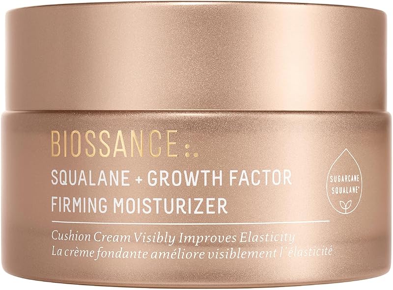 BIOSSANCE Squalane Growth Factor & Vegan Collagen Anti Aging Cream - 50ml | Firming face and neck cream, peptides, targets wrinkles and fine lines, moisturizer for aging skin
