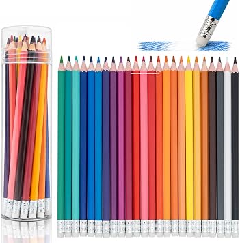 Erasable Colored Pencils Set, Classic, Pre-Sharpened Coloring Pencils with Erasers for Adults,Beginners, Drawing, Sketching, Shading, Art Supplies 24-tube