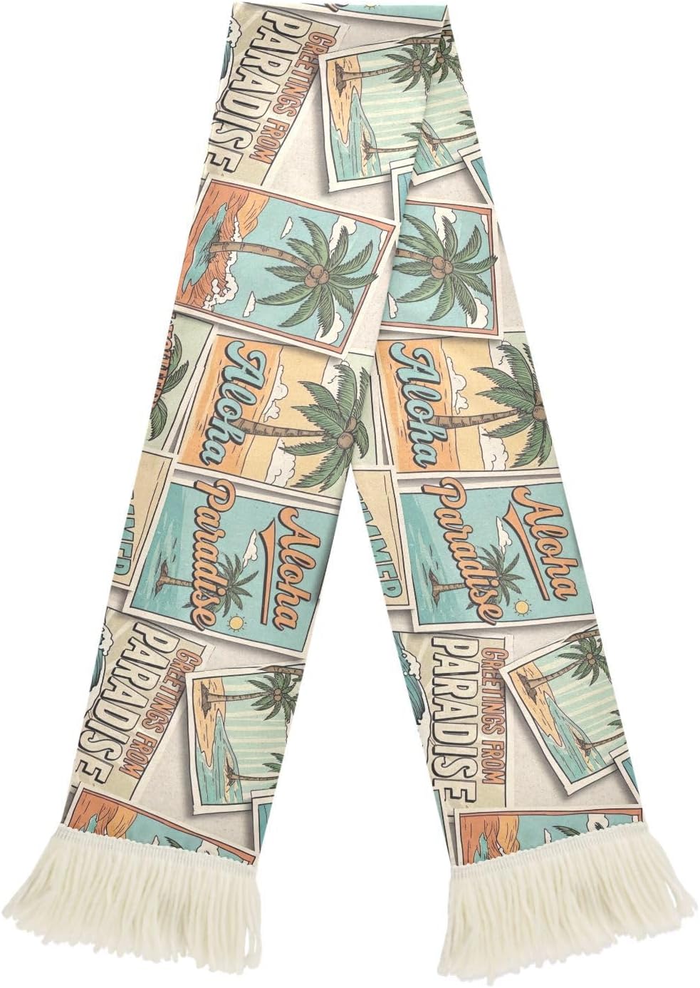 CHIFIGNO Vintage Tropical Palm Trees Soccer Fan Scarf, Quick Dry Polyester, Soft Print Supporter Towel for Sports Events, Versatile for Team Cheers