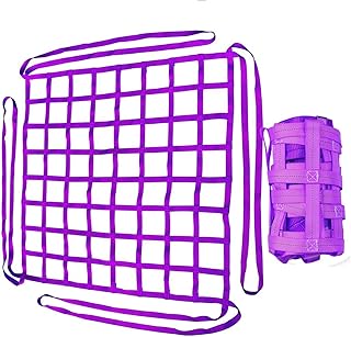 Flat Nylon Cargo Lifting Net - Tear-resistant Rope Lifting Net, Crane Pallet Cargo Net, Construction Site Hoisting Net, Sturdy Load-bearing Material Handling Belts, Customizable, Purple ( Size : 4 X 4