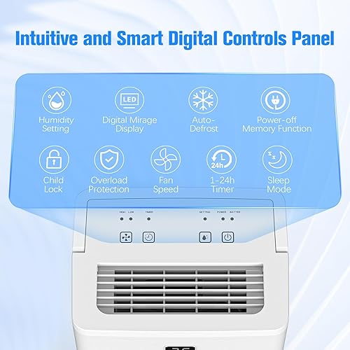 Miniatura 4 de DEVERSE Deshumidificador de 25 pintas para el hogar, dormitorio, sótano, cobertura de 3000 pies cuadrados, con manguera de drenaje, control