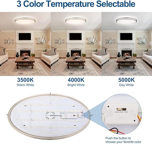 Miniatura 2 de DAKASON Lámpara LED ovalada de 32 pulgadas para cocinasala de estar, lámpara de techo LED grande de 50 W, 3500 K4000 K5000 K ajustable, regulable