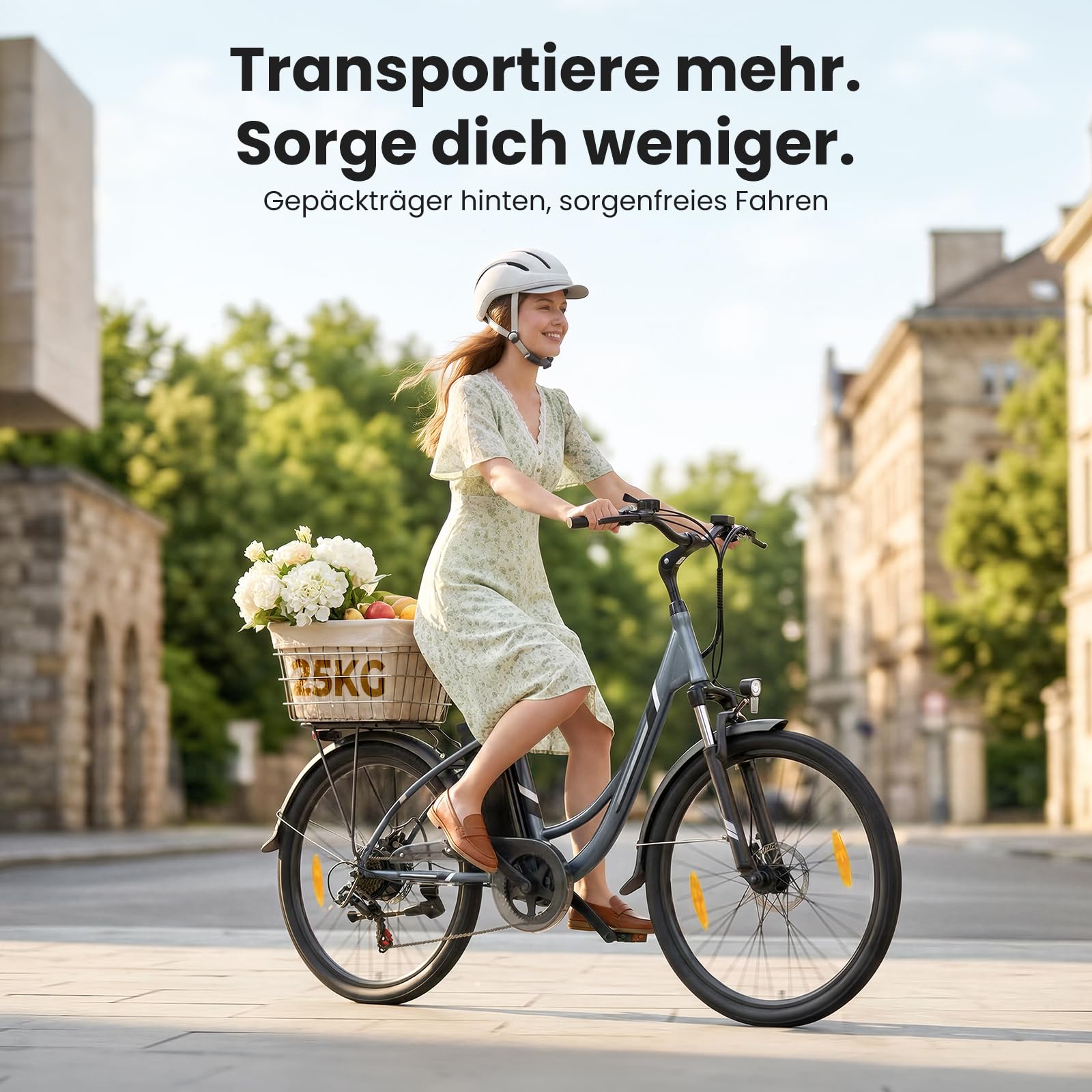 Touroll B1 26 Zoll City E-Bike mit 250W Motor und 36V 15.6Ah Akku Pedelec Cityräder Elektrofahrrad, Max Geschwindigkeit 25km/h Max Reichweite 90km, Erwachsene Herren Damen Ebike