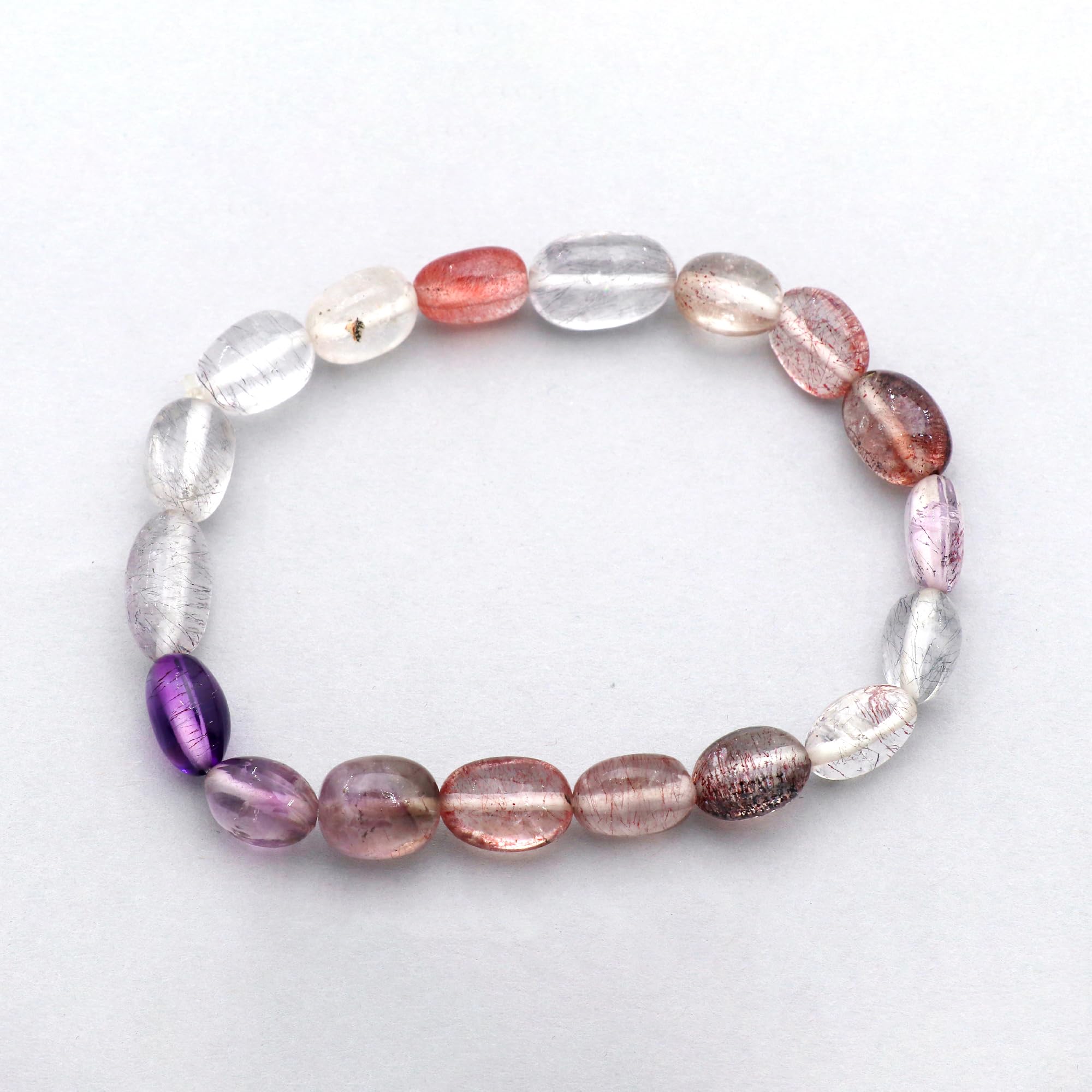 Stone House Bracciale Super Seven in pietra semipreziosa, cristallo curativo, perline di pietre preziose naturali, braccialetto regolabile per donne e uomini