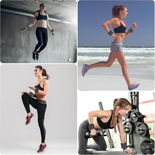 Miniatura 3 de Pesas de tobillo para mujeres y hombres Pesas de muñeca ajustables para entrenamiento de fuerza, diseño de goma de silicona transpirable y cómodo