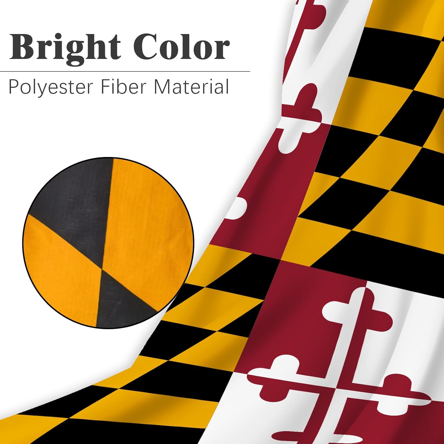 Maryland State Flag 3x5 Outdoor Double Sided State of Maryland Flags 3 Layers 240D Polyester Sewing 4 Rows of Thread with Durable Canvas Header and Brass Grommets - Image 5