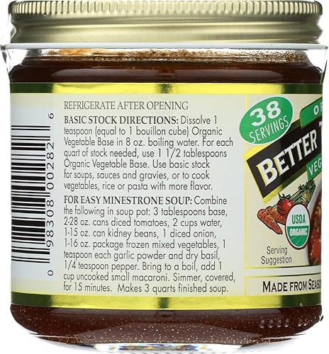 Miniatura 2 de Better Than Bouillon Base vegetal orgánica, hecha de verduras sazonadas y concentradas, orgánica y vegana, hace 9.5 cuartos de galón de caldo, tarro