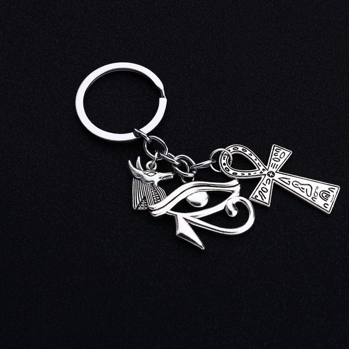 Miniatura 8 de Amosfun - Llavero egipcio con diseño de ojo de horus de peltre Ankh y cruz egipcia