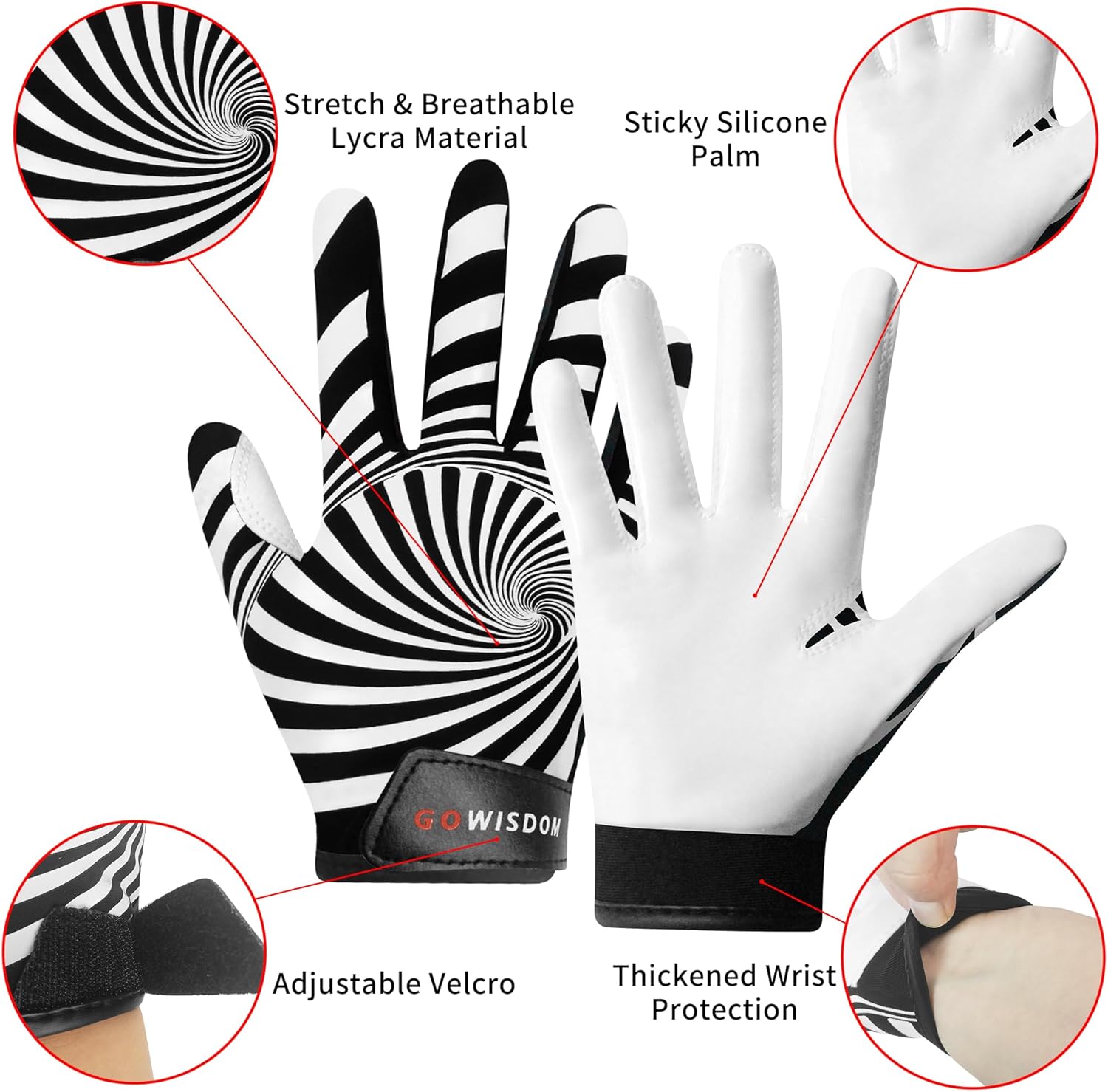 Kids Football Gloves, Youth Football Receiver Gloves Excellent Grip with Sticky Silicone, Anti-Slip Elastic Breathable, Best Gift for Boys Girls - Image 4