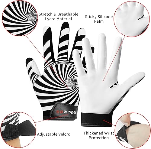 Miniatura 4 de DUFFOBAN Guantes de fútbol  Guantes de receptor de silicona para niños y jóvenes  Guantes de fútbol súper adhesivos para receptor deportivo para una