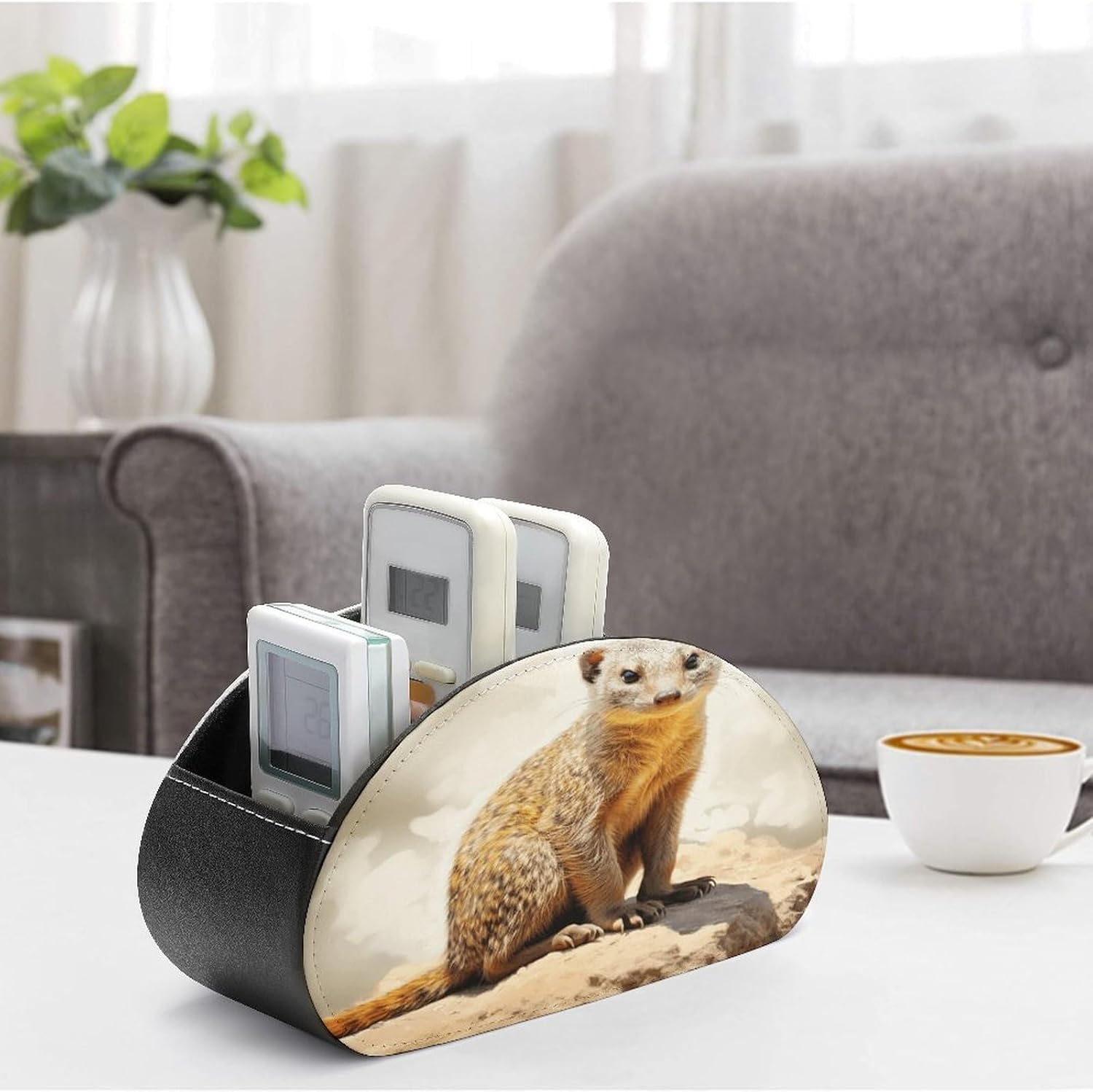 Personalized PU Leather Remote Control Holder with 5 Compartments image 4