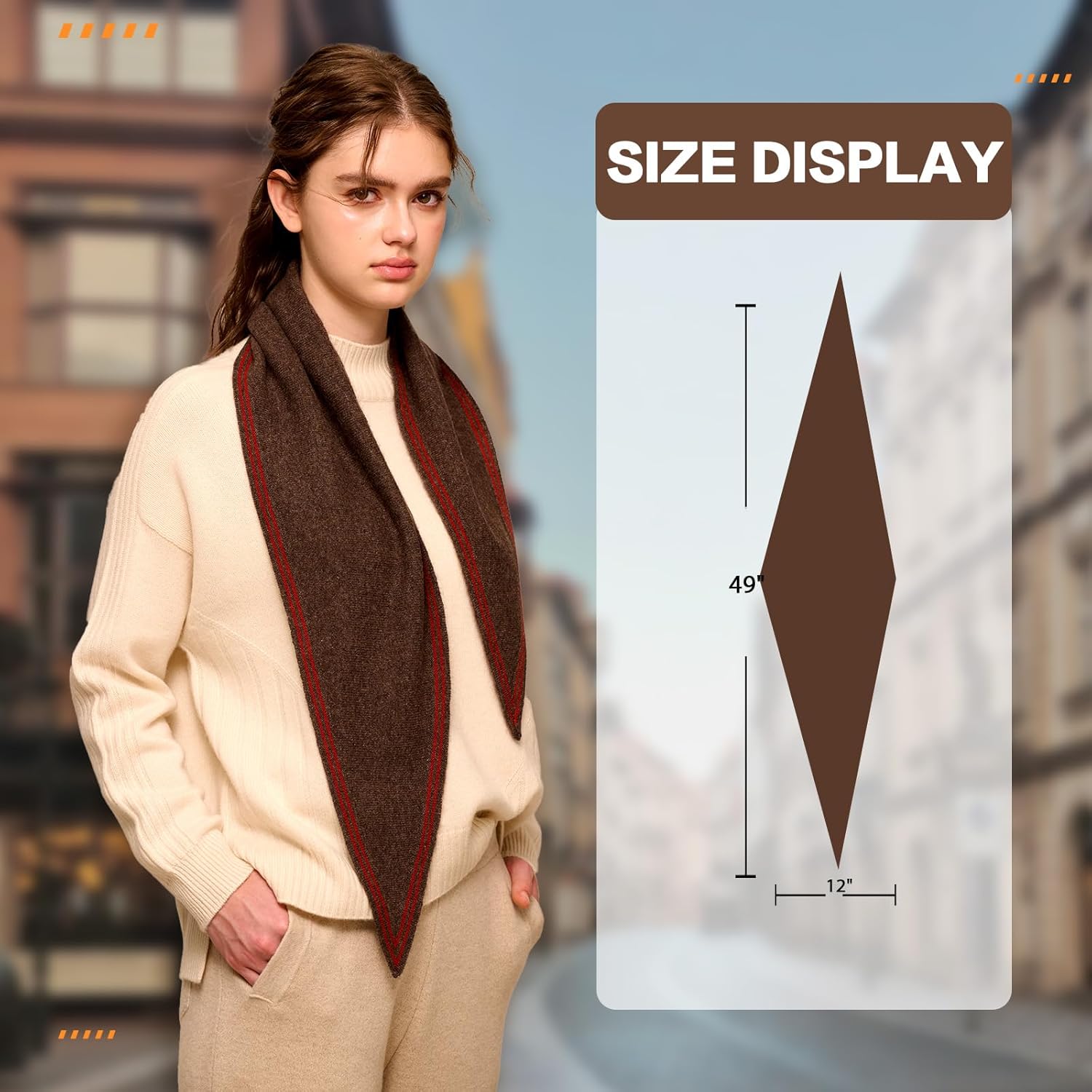 100% Cashmere Triangle Scarf, Neck Scarves Small Scarf for Women & Men, 49''x12'' Lightweight Warm Fashion Scarves - Image 6