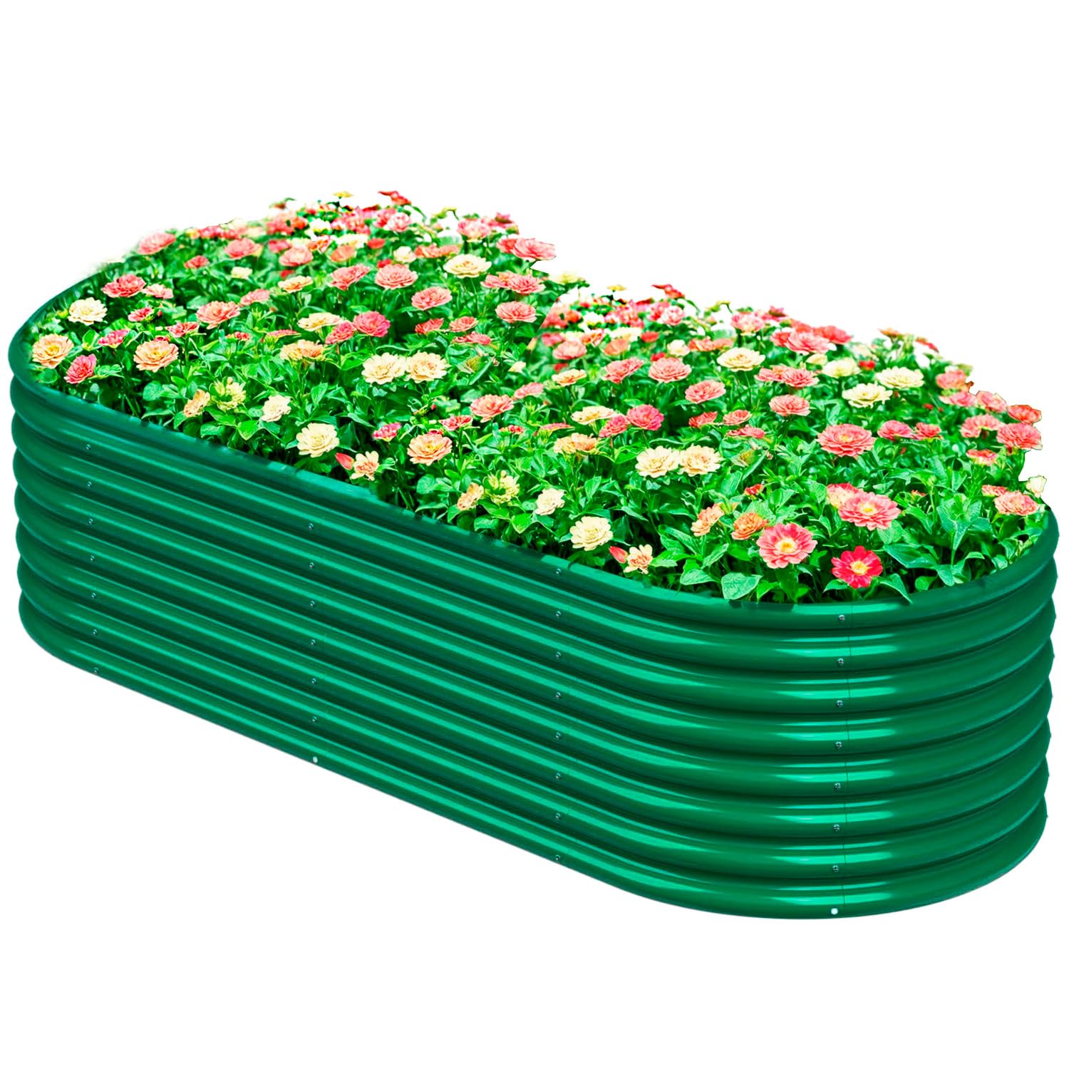 KINI MOX Raised Garden Bed 6x3x2 FT Galvanized Boxes Outdoor Planter Box Garden Planter for Vegetables Flowers Herb (180x90x60 CM, Green)