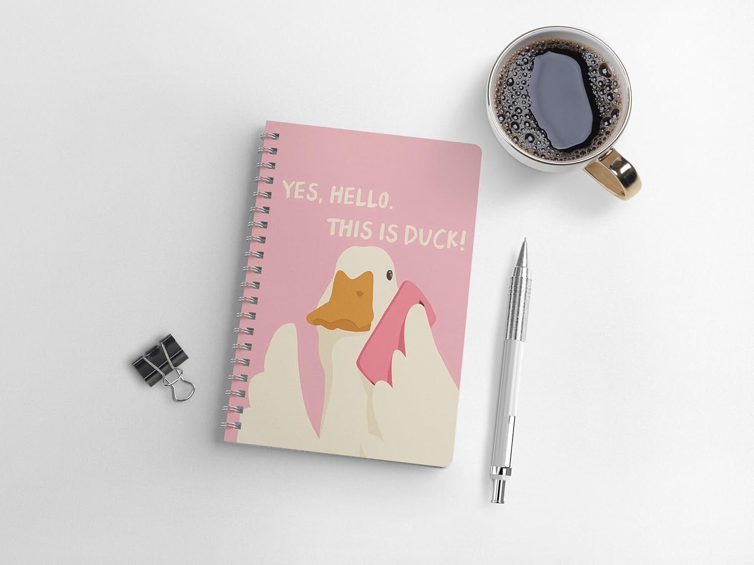 zenithink duck aesthetic Wiro Journal Notebook | 80 gsm Paper With 350GSM Hard Cover | ruled | Pages - 160 | A5 Size | Wiro Binding | Versatile for School |Home & Office      Spiral-bound
