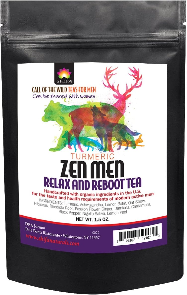 Shifa Turmeric Zen Men Relax and Reboot Tea with Herbs, Phytonutrients and Antioxidants (1.5 oz.)
