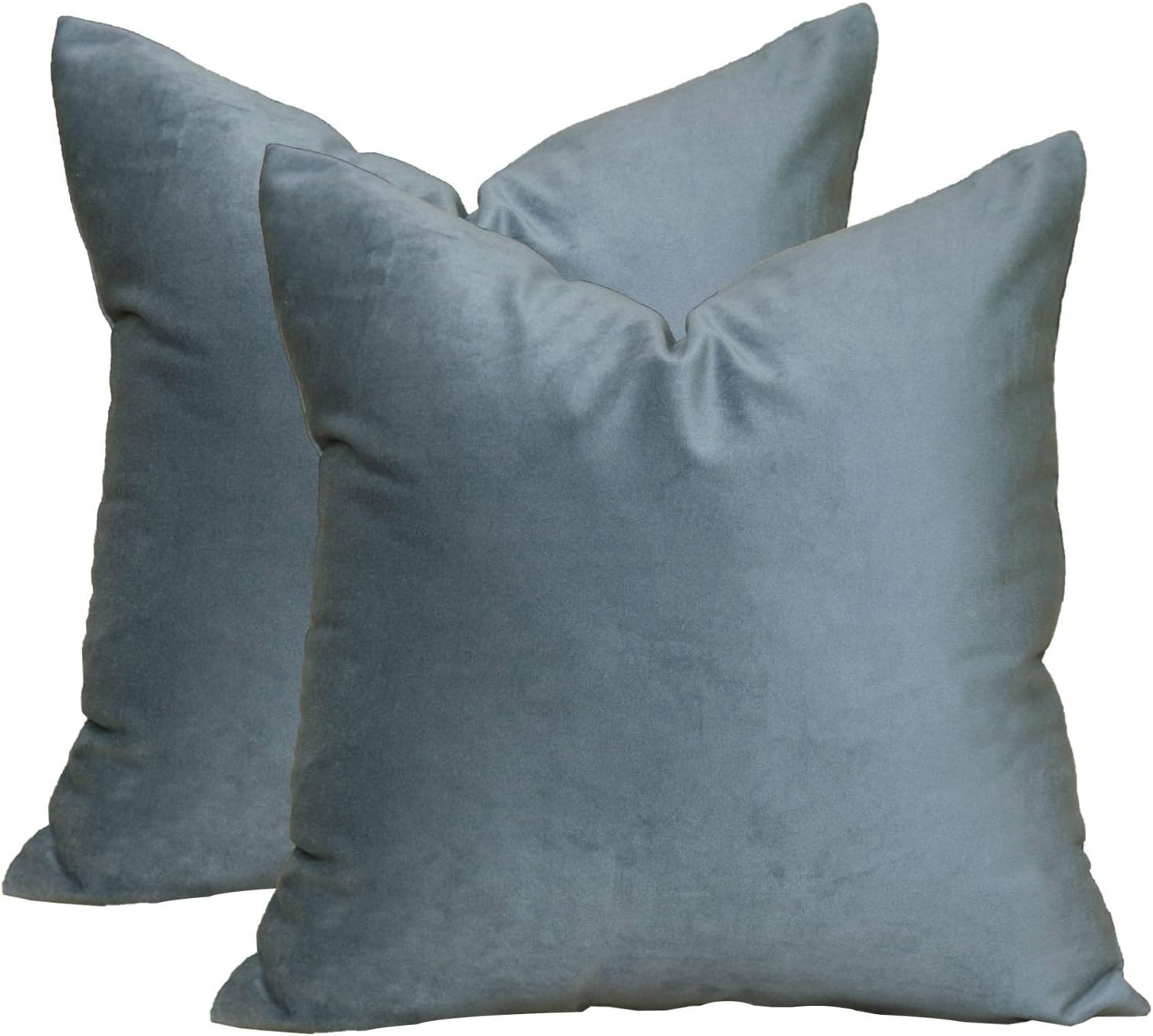 sykting Decorative Pillow Covers Solid Soft Cozy Velvet Throw Pillow Covers for Home New Year Christmas Decorations Pack of 2 18x18 inch Steel Blue