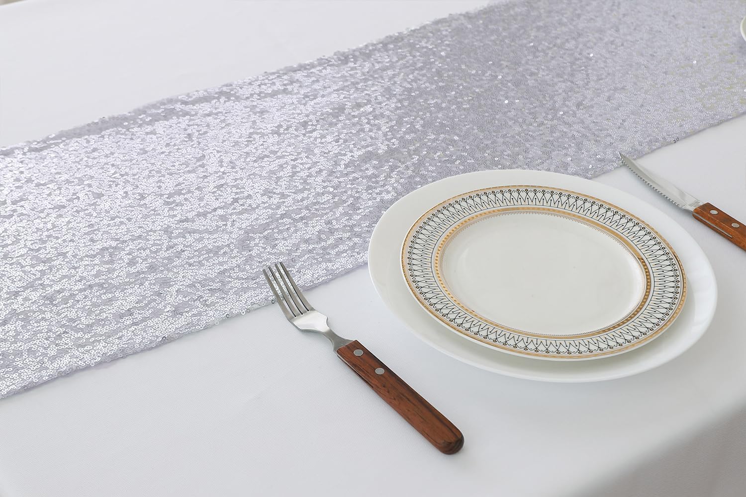 Runner da tavola color argento, confezione da 10, con paillettes, lunghezza 30,5 x 274,4 cm, per matrimoni, feste, compleanni, riunioni, eventi, decorazioni