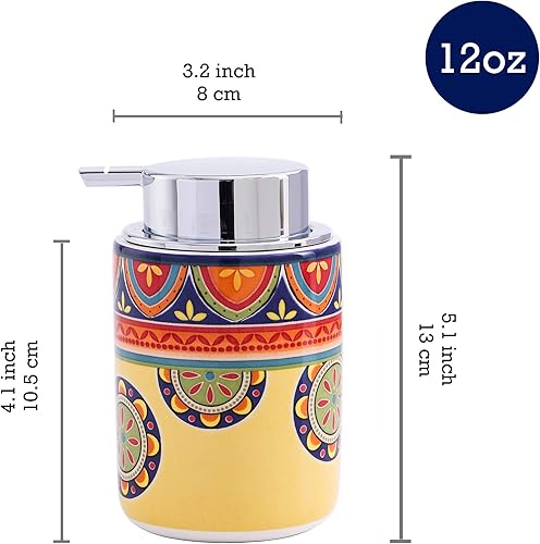 Miniatura 2 de Bico Dispensador de jabón tunecino de cerámica de 12 onzas con bomba extraíble, ideal para cocina, baño, loción y aceite esencial