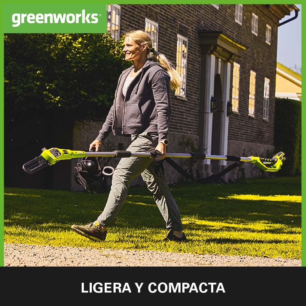 Greenworks 40V 2.6m Podadora de Pértiga, Sierras Telescópicas Eléctrica, Barra de 8 Pulgada (20 cm), Velocidad de Cadena 8 m/s, Autoengrasado, Batería 40V 2Ah y Cargador, Garantía de 3 Años,G40PSFK2 - 4