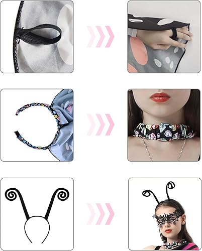 Miniatura 3 de Alas de mariposa, disfraz de mariposa "2021", máscara de encaje de mariposa, diadema de antena de insectos, disfraces de Halloween para mujer