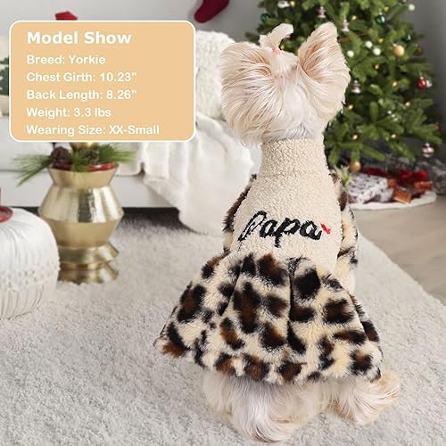 Miniatura 2 de Vestidos de perro para perros pequeños, vestido de suéter de invierno para perro, tutú para mascotas, cachorros, gatos, princesa, leopardo, ropa