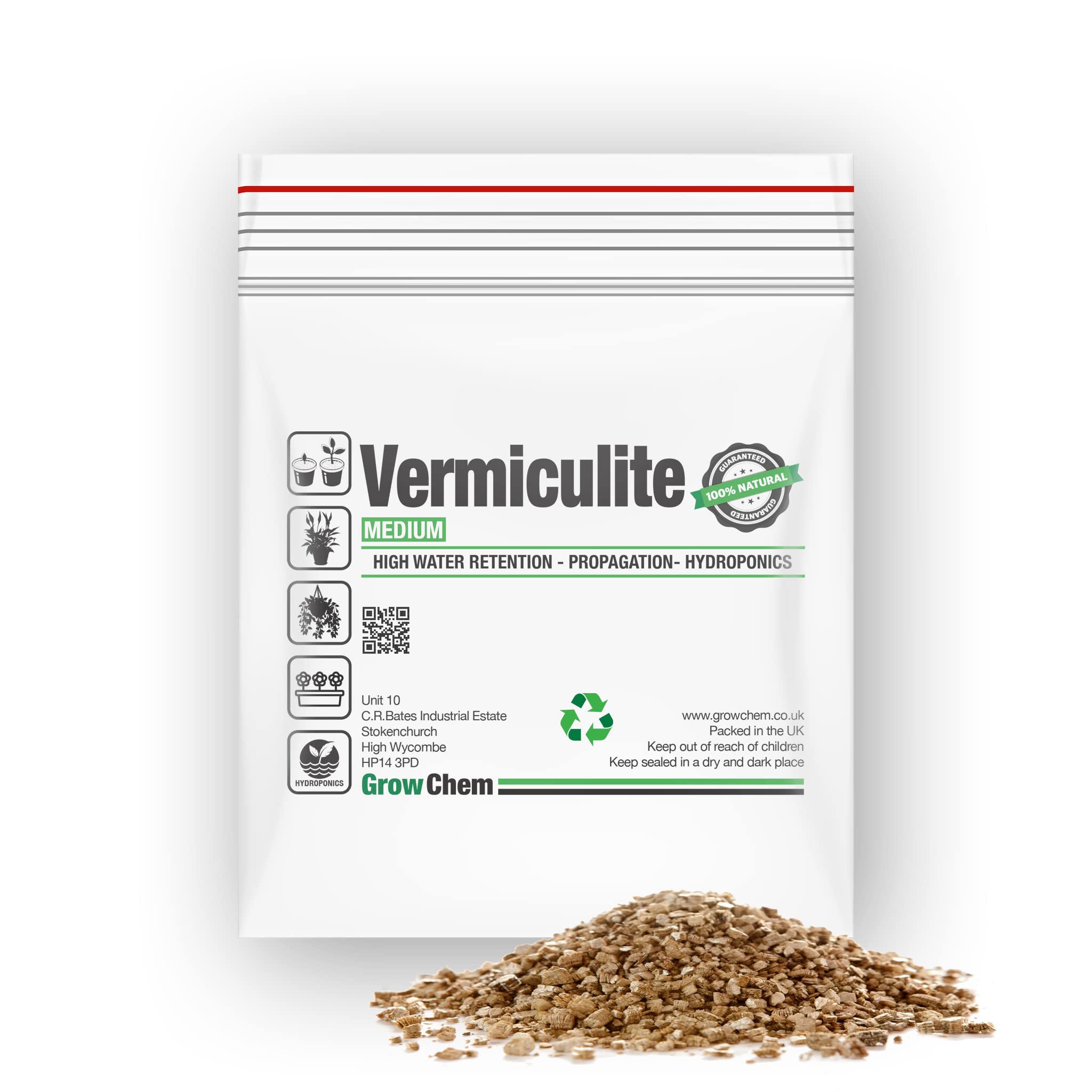 Vermiculite For Plants, 5L Medium Grade (2-5mm), Premium Quality, Hydroponic, Propagation, Ideal for Indoor & Outdoor Growing Seeds & Plants, High Water Retention